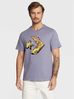 Best Pirce 🎁 Converse Άνδρες T-shirts T-Shirt Chevron Lizard Graphic 10023784-A03 Μωβ Standard Fit 😍