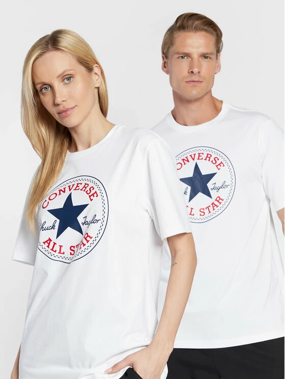 Flash Sale 🔥 Converse T-shirts T-Shirt Unisex Core Chuck Patch 10024064-A01 Λευκό Regular Fit ✨ - Image 4