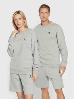 Flash Sale 🎁 Converse Άνδρες Μπλούζες Χωρίς Φερμουάρ Μπλούζα Unisex Go-To Embroidered Star Chevron 10024510-A03 Γκρι Standard Fit ⭐