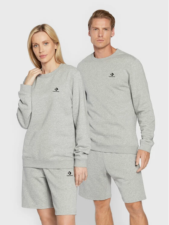 Flash Sale 🎁 Converse Άνδρες Μπλούζες Χωρίς Φερμουάρ Μπλούζα Unisex Go-To Embroidered Star Chevron 10024510-A03 Γκρι Standard Fit ⭐