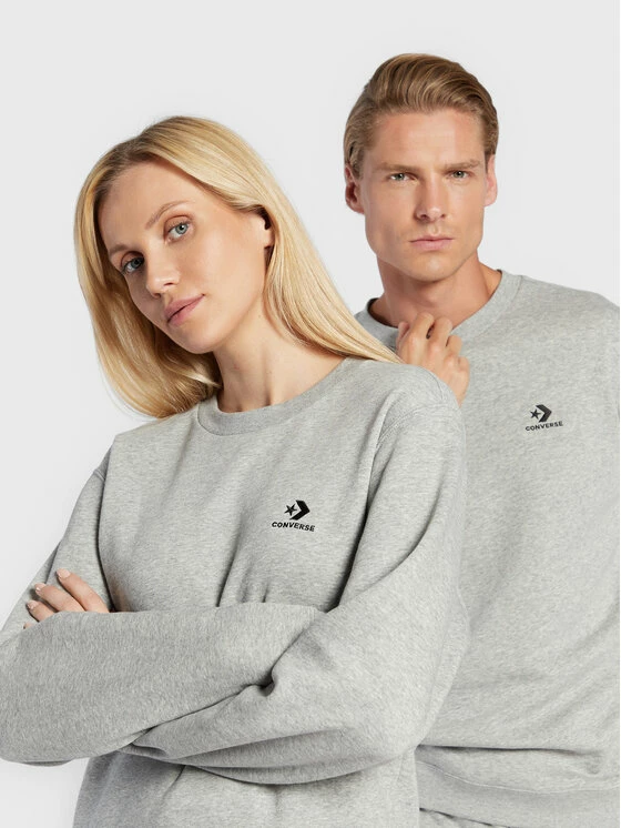 Flash Sale 🎁 Converse Άνδρες Μπλούζες Χωρίς Φερμουάρ Μπλούζα Unisex Go-To Embroidered Star Chevron 10024510-A03 Γκρι Standard Fit ⭐ - Image 4