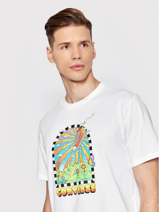 Best Pirce 🎉 Converse Άνδρες T-shirts T-Shirt New Heights Graphic 10023461-A01 Λευκό Standard Fit 😉 - Image 4