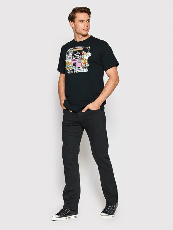 Ολοκαίνουργιο 🛒 Converse Άνδρες T-shirts T-Shirt 10023457-A01 Μαύρο Standard Fit 😀 - Image 2