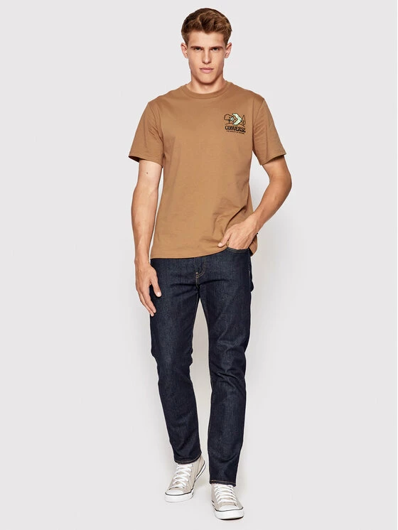 Το φθηνότερο 🛒 Converse Άνδρες T-shirts T-Shirt 10023269-A04 Καφέ Standard Fit 🎁 - Image 2