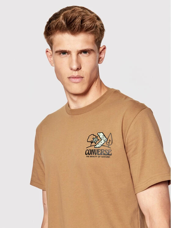 Το φθηνότερο 🛒 Converse Άνδρες T-shirts T-Shirt 10023269-A04 Καφέ Standard Fit 🎁 - Image 4