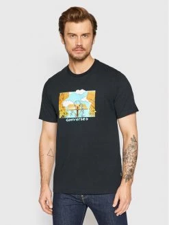 Τοπ 10 🤩 Converse Άνδρες T-shirts T-Shirt Overgrown Hoops 10023257-A01 Μαύρο Standard Fit ✨