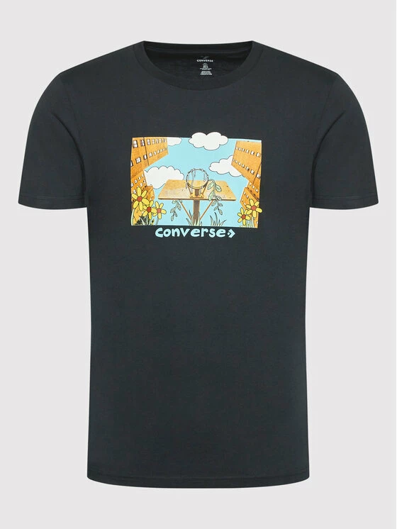 Τοπ 10 🤩 Converse Άνδρες T-shirts T-Shirt Overgrown Hoops 10023257-A01 Μαύρο Standard Fit ✨ - Image 5