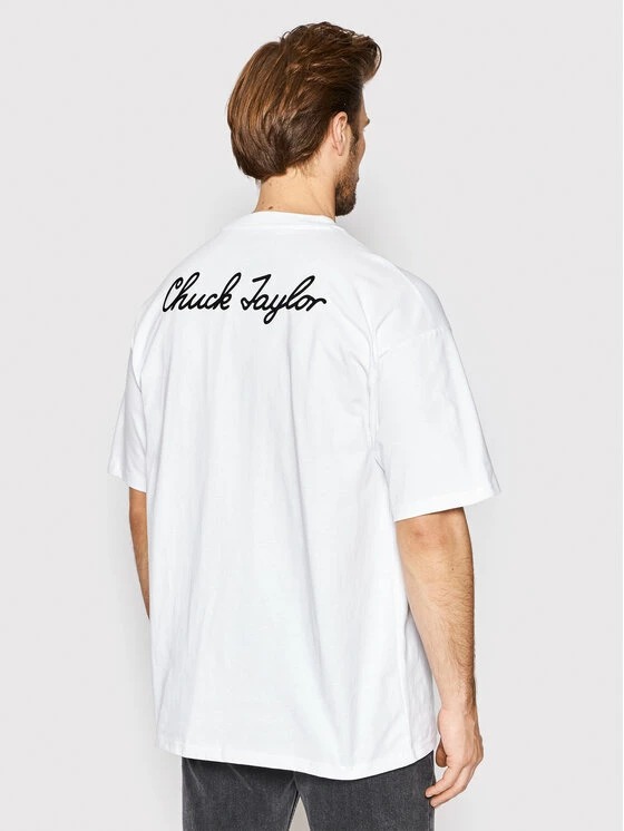 Προϋπολογισμός 🎉 Converse Άνδρες T-shirts T-Shirt Chuck Taylor 👟 Shoe Patch 10020931-A01 Λευκό Loose Fit 💯 - Image 3