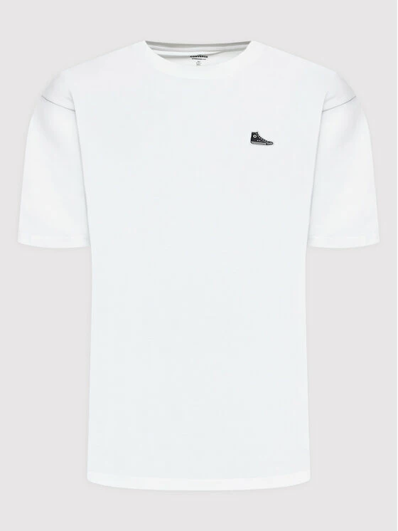 Προϋπολογισμός 🎉 Converse Άνδρες T-shirts T-Shirt Chuck Taylor 👟 Shoe Patch 10020931-A01 Λευκό Loose Fit 💯 - Image 5