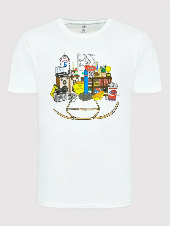 Συμφωνίες 🤩 Converse Άνδρες T-shirts T-Shirt Throwback 10023259-A03 Λευκό Standard Fit 😍 - Image 5