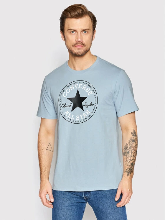 Προώθηση 🛒 Converse Άνδρες T-shirts T-Shirt Chuck Patch 10007887-A58 Μπλε Standard Fit ❤️