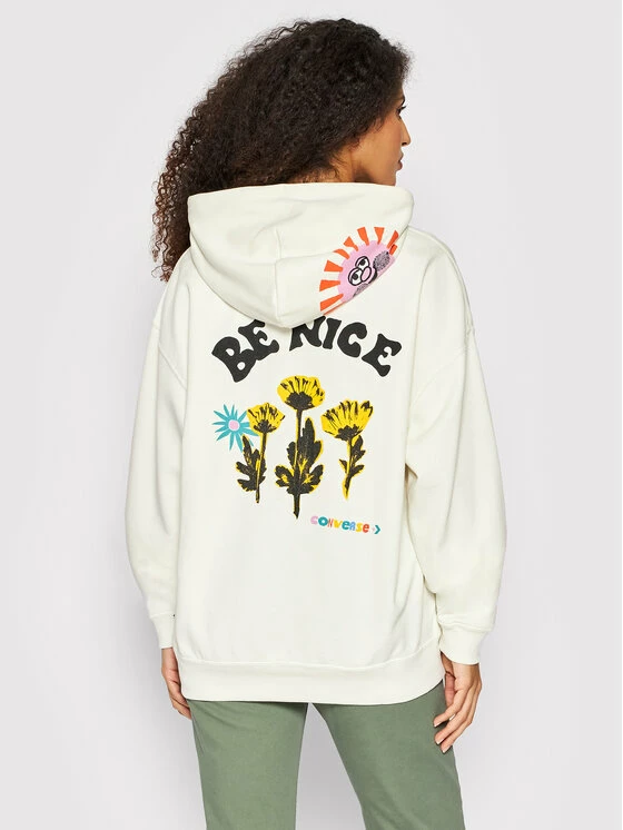 Εκπτωση 🧨 Converse Άνδρες Μπλούζες Χωρίς Φερμουάρ Μπλούζα Unisex 10023949-A01 Μπεζ Relaxed Fit 🥰 - Image 5