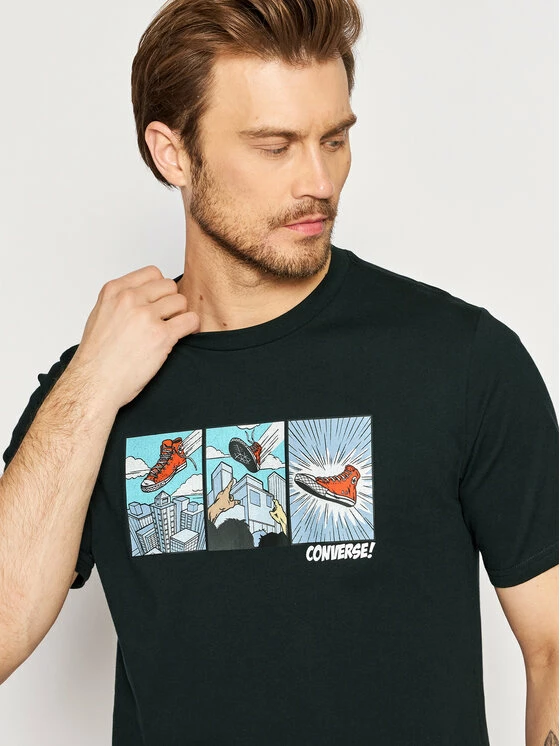 Φτηνός 😀 Converse Άνδρες T-shirts T-Shirt Comic Graphic 10022936-A02 Μαύρο Regular Fit 😉 - Image 4