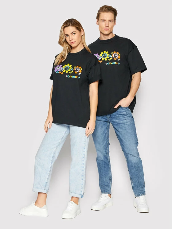 Αγορά 🎁 Converse T-shirts T-Shirt Unisex Much Love 10022935-A02 Μαύρο Loose Fit 💯