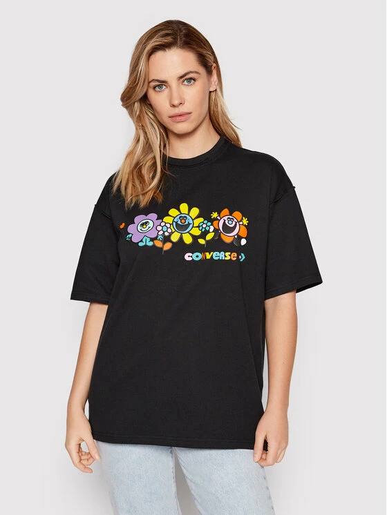 Αγορά 🎁 Converse T-shirts T-Shirt Unisex Much Love 10022935-A02 Μαύρο Loose Fit 💯 - Image 4