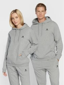 Το φθηνότερο 🤩 Converse Άνδρες Μπλούζες Χωρίς Φερμουάρ Μπλούζα Unisex Go-To Embroidered Star Chevron 10024509-A06 Γκρι Standard Fit 🔔