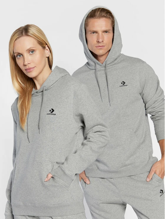 Το φθηνότερο 🤩 Converse Άνδρες Μπλούζες Χωρίς Φερμουάρ Μπλούζα Unisex Go-To Embroidered Star Chevron 10024509-A06 Γκρι Standard Fit 🔔 - Image 4