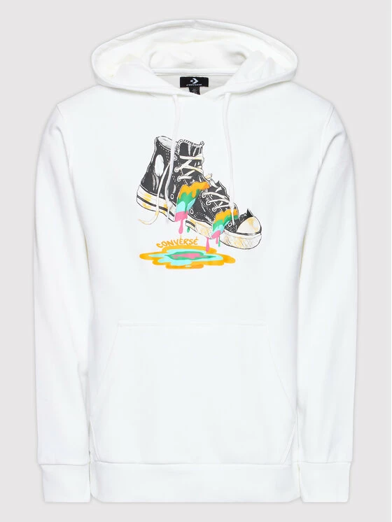 Εκπτωση ⌛ Converse Άνδρες Μπλούζες Χωρίς Φερμουάρ Μπλούζα Paint Drip Graphic 10022937-A01 Λευκό Standard Fit 🌟 - Image 5