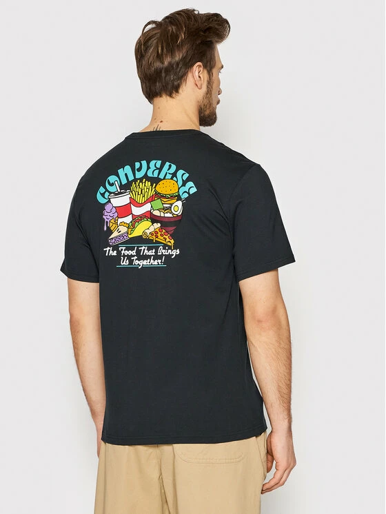 Νέος ❤️ Converse Άνδρες T-shirts T-Shirt Playera Fast Food 10022934-A01 Μαύρο Standard Fit 👏 - Image 3