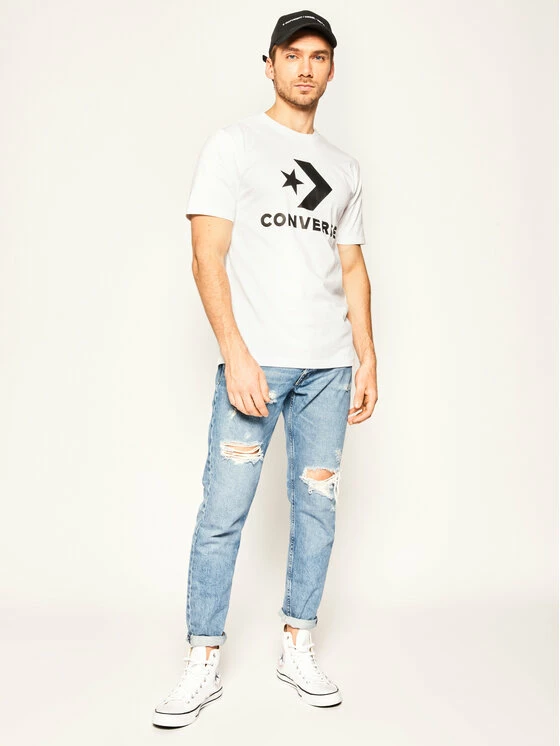 Καλύτερη πώληση 🛒 Converse Άνδρες T-shirts T-Shirt Star Chevron 10018568-A02 Λευκό Regular Fit 🎉 - Image 2