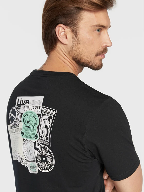 Εκπτωση 😍 Converse Άνδρες T-shirts T-Shirt Sticker Graphic 10023793-A02 Μαύρο Standard Fit 👏 - Image 5
