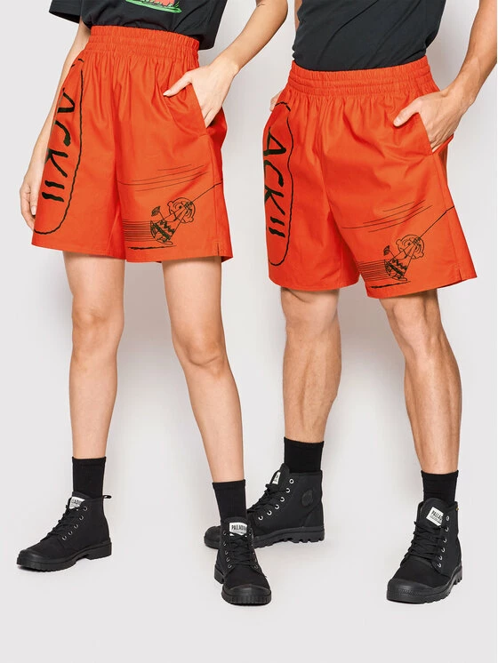 Ολοκαίνουργιο ✨ Converse Υφασμάτινα Σορτς Σορτς υφασμάτινο Unisex PEANUTS 10024377-A01 Κόκκινο Relaxed Fit 🔔