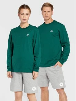 Συμφωνίες 🌟 Converse Μπλουζάκια Longsleeve Unisex Go-To 10023872-A03 Πράσινο Standard Fit 🔔