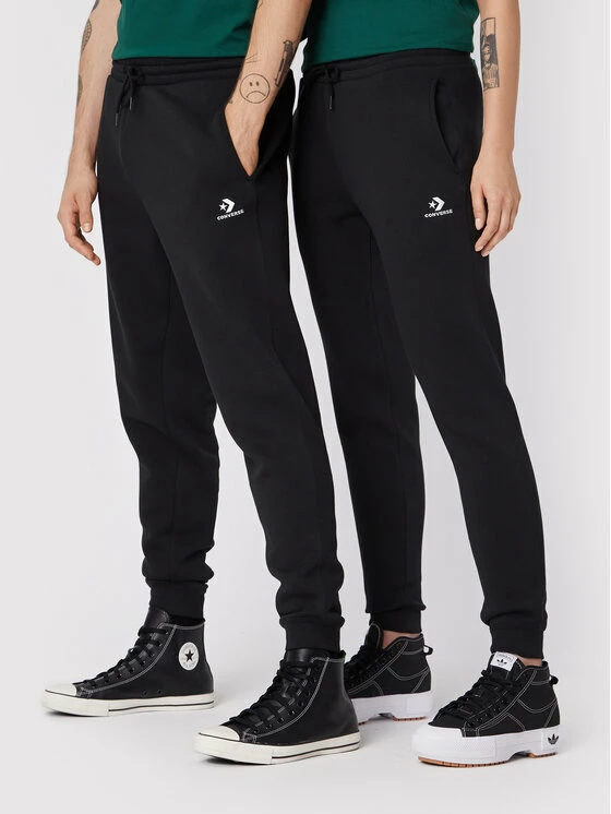 ΧΟΝΔΡΙΚΟ ΕΜΠΟΡΙΟ ❤️ Converse Άνδρες Παντελόνια Φόρμας Παντελόνι φόρμας Unisex Go-To Embroidered Star Chevron 10024521-A01 Μαύρο Standard Fit ⭐