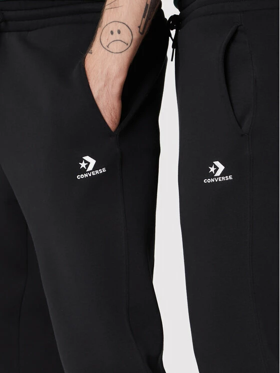 ΧΟΝΔΡΙΚΟ ΕΜΠΟΡΙΟ ❤️ Converse Άνδρες Παντελόνια Φόρμας Παντελόνι φόρμας Unisex Go-To Embroidered Star Chevron 10024521-A01 Μαύρο Standard Fit ⭐ - Image 4